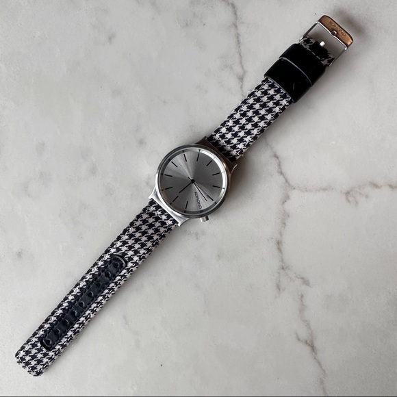 Komono watch BW houndstooth fabric + leather band - Picture 2 of 4